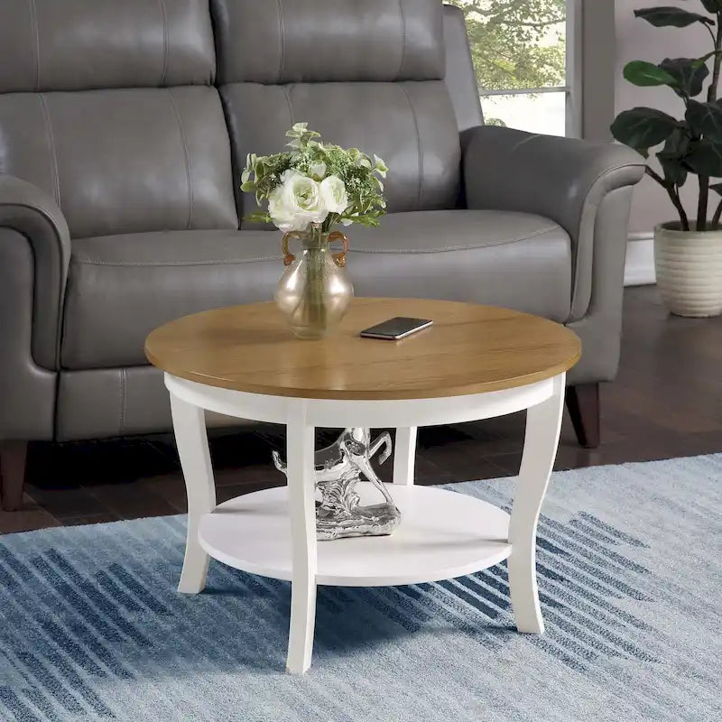 Runder Couchtisch mit Ablage aus der American-Heritage-Kollektion von Convenience Concepts