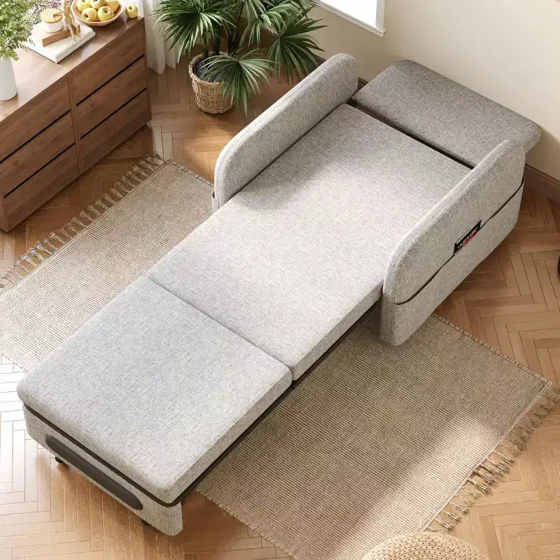 Gaoyangjiaju 3-in-1-Schlafsessel mit Stauraumschublade - ausziehbares Schlafsofa mit Seitentasche und Kissen - Grau