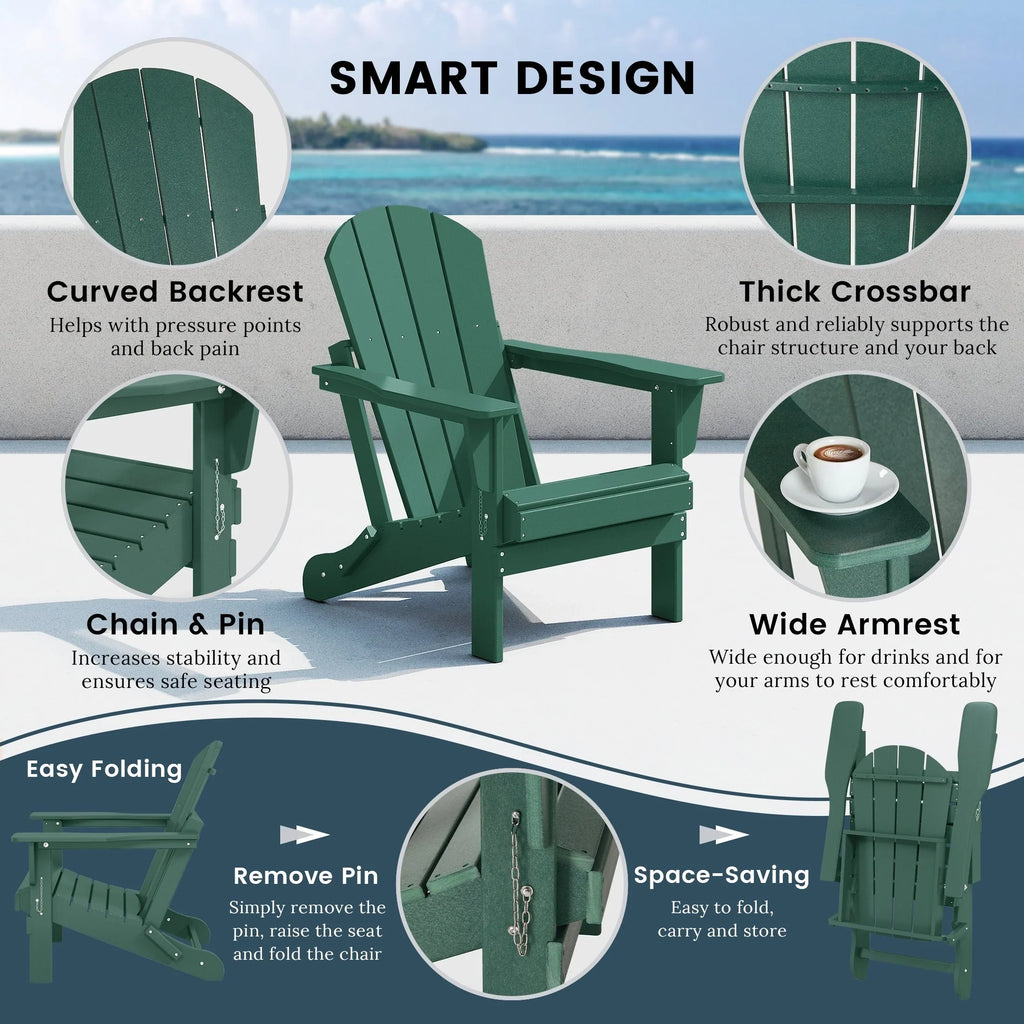 Polytrends Laguna Adirondack-Klappstuhl für die Terrasse, lichtecht und wetterbeständig