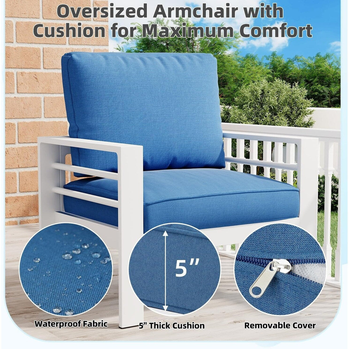 AECOJOY 7-teiliges Gartenmöbelset aus Aluminium für draußen