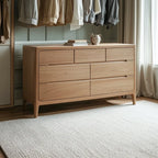 Commode double traditionnelle en chêne naturel pour chambre à coucher