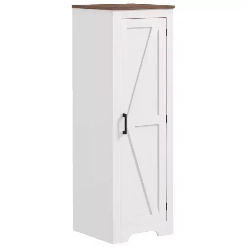 Mobile contenitore HOMCOM in stile rustico con ripiano regolabile, mobile decorativo con un'anta a granaio per il soggiorno, dispensa da pavimento, bianco