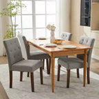 Esszimmerstühle im Parsons-Stil mit Knopfheftung, 6er- / 4er-Set - gepolsterte Küchenstühle aus Stoff mit Holzbeinen und gepolsterten Sitzflächen - Möbel für Wohnzimmer und Küche