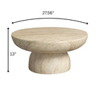 LeisureMod Lunexa Round Coffee Table  Fiberstone Pedestal Accent Table for Indoor or Outdoor Use, Sculpted Design with Anti-Slip Foot Pads