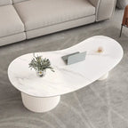 Minimalistische standaard witte ovale salontafel met 2 laden