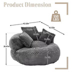 Sitzsacksofa für Erwachsene und Kinder, übergroßer Cord-Sitzsack mit 3 Kissen und Armlehnen für Wohnzimmer und Schlafzimmer