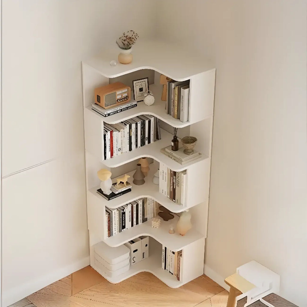 Libreria angolare in legno ingegnerizzato con 6 ripiani
