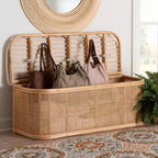 bali & pari Banc de rangement en rotin naturel Ishana Naturel/Blanc : polyester rembourré, cadre en contreplaqué, aucun assemblage requis