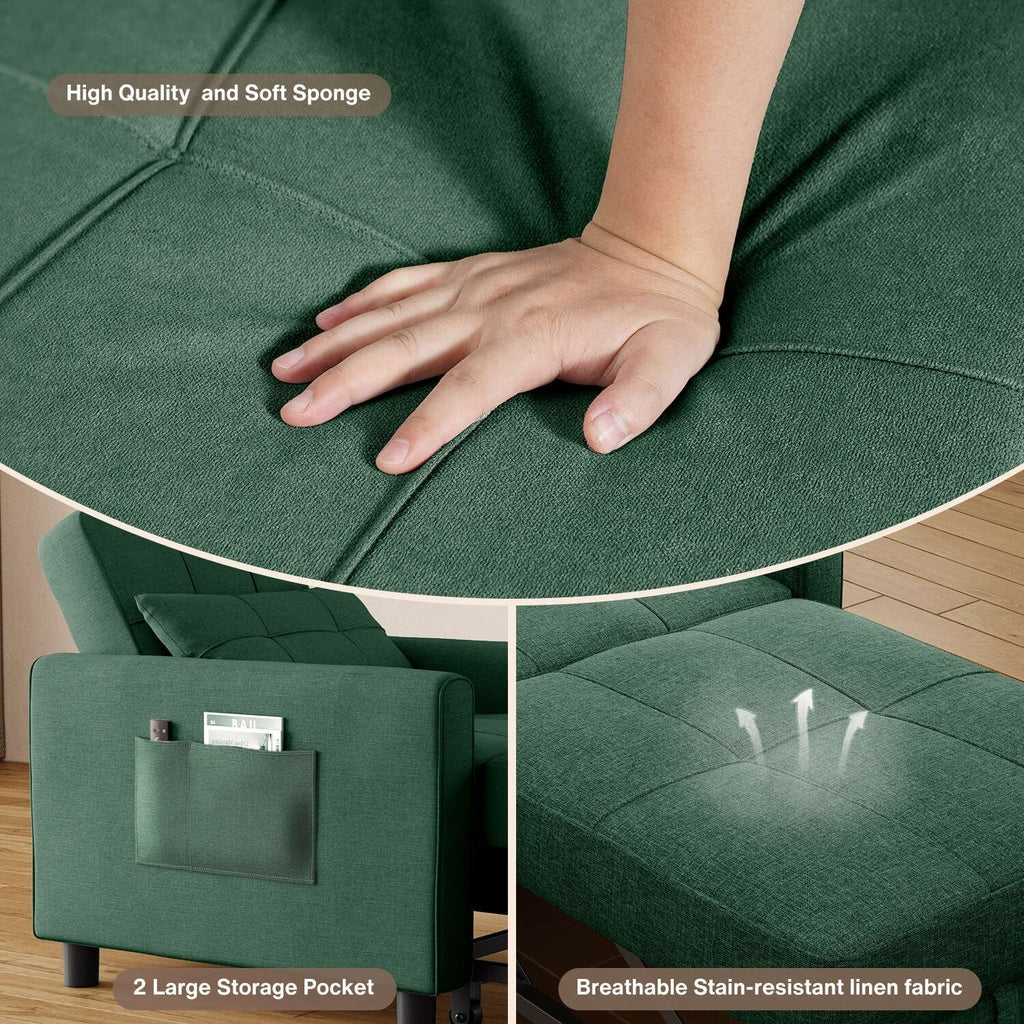 Sofá-cama ajustável 3 em 1, sofá-cadeirão extensível, cama dobrável convertível para sala de estar