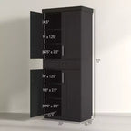 Modern Kitchen Pantry Freestanding Cabinet Cupboard with Doors and Drawer, Adjustable Shelving