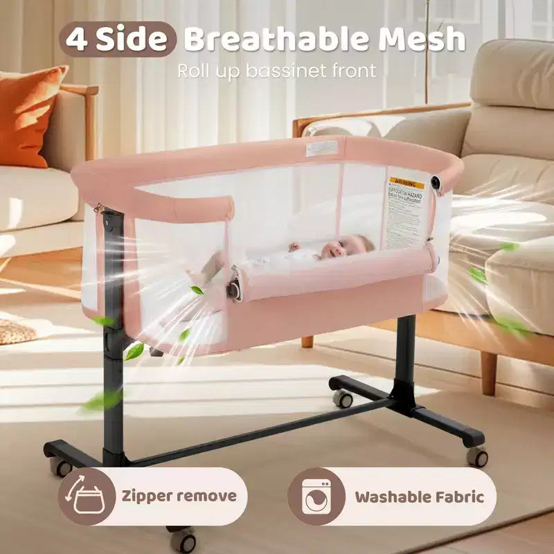 Culla per neonati con ruote ?? beige / grigio / rosa, culla co-sleeping, per 1 neonato