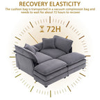 2-Sitzer-Sofa mit 2 Sitzkissen, 2 Kissen und 2 Hockern, bequemes Sofa - tiefes Sofa fürs Wohnzimmer, modulares Sofa