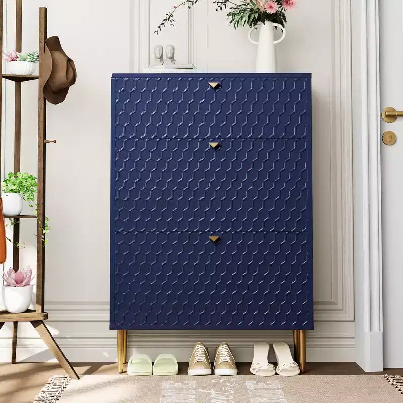 CLIHOME Schuhschrank für den Eingangsbereich mit Stauraum für 24 Paar Schuhe, Klappschubladen, Schuhregal und Organizer
