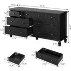 Kommode mit 8 Schubladen fürs Schlafzimmer, Vintage-TV-Kommode 59 mit geschnitzten Griffen und konischen Beinen, Holzkommode mit großem Stauraum