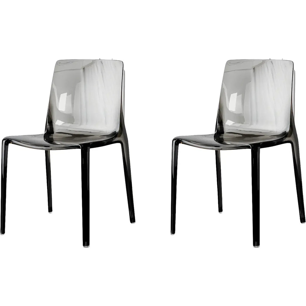 Chaise de salle à manger ambre en acrylique, sans accoudoirs et à dossier bas