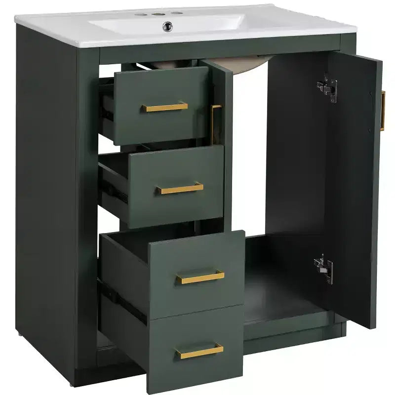 30 Badezimmer-Waschtischunterschrank mit einem Waschbecken, Schrank und 3 Schubladen ??Schwarz / Blau / Grün / Indigo / Weiß