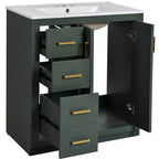 30 Badezimmer-Waschtischunterschrank mit einem Waschbecken, Schrank und 3 Schubladen ??Schwarz / Blau / Grün / Indigo / Weiß