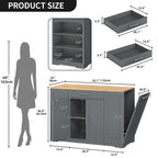 Meuble îlot de cuisine roulant Moasis de 53 pouces, avec rangements, portable et mobile