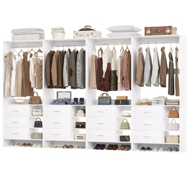 Besiost Set aus 4 Schrankorganisatoren mit Holzschubladen und Kleiderstangen