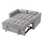 Rozkładana sofa dwuosobowa 4 w 1 z podłokietnikami i kieszeniami do przechowywania, wielofunkcyjna pikowana sofa z regulowanym oparciem