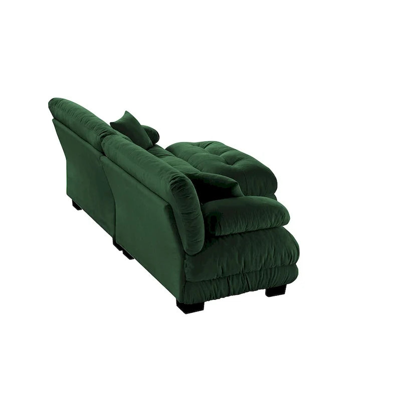 Narożna sofa dwuosobowa w kształcie litery L z tapicerką chenille i poduszkami lędźwiowymi
