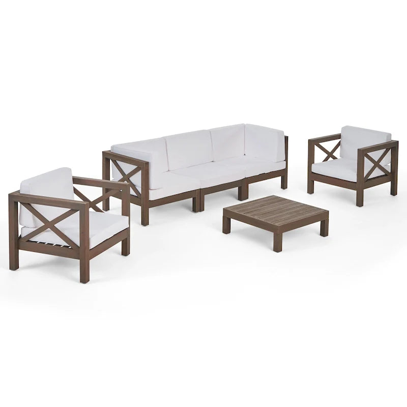 6-teiliges Outdoor-Sitzgruppen-Set aus Akazienholz Brava von Christopher Knight Home