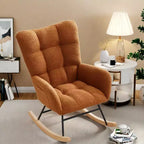 Nursery Rocking Chair, Living Room Glider Rocker for Breastfeeding, Comfy Accent Chairs for Bedroom, Plush Teddy Upholstered Armchairs Indoor