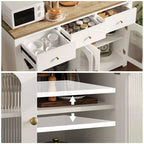 Credenza contenitore stretta da 55 pollici con 3 cassetti e 4 ante per cucina, sala da pranzo e soggiorno
