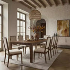 Moderne eetset - 80 tafel + 6 gestoffeerde stoelen, massief houten frame, tafelcapaciteit van 400 lbs, eenvoudig te monteren