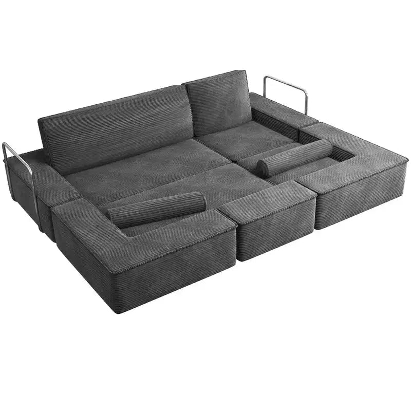 Veranderbare modulaire wolkenbank, comfortabele corduroy hoekbank met diepe zitting en hoge kussens, eenvoudig te monteren