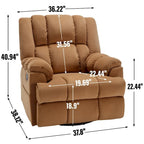 Groene extra grote handmatige relaxfauteuil met draaifunctie, schommelfunctie en stoffen bekleding
