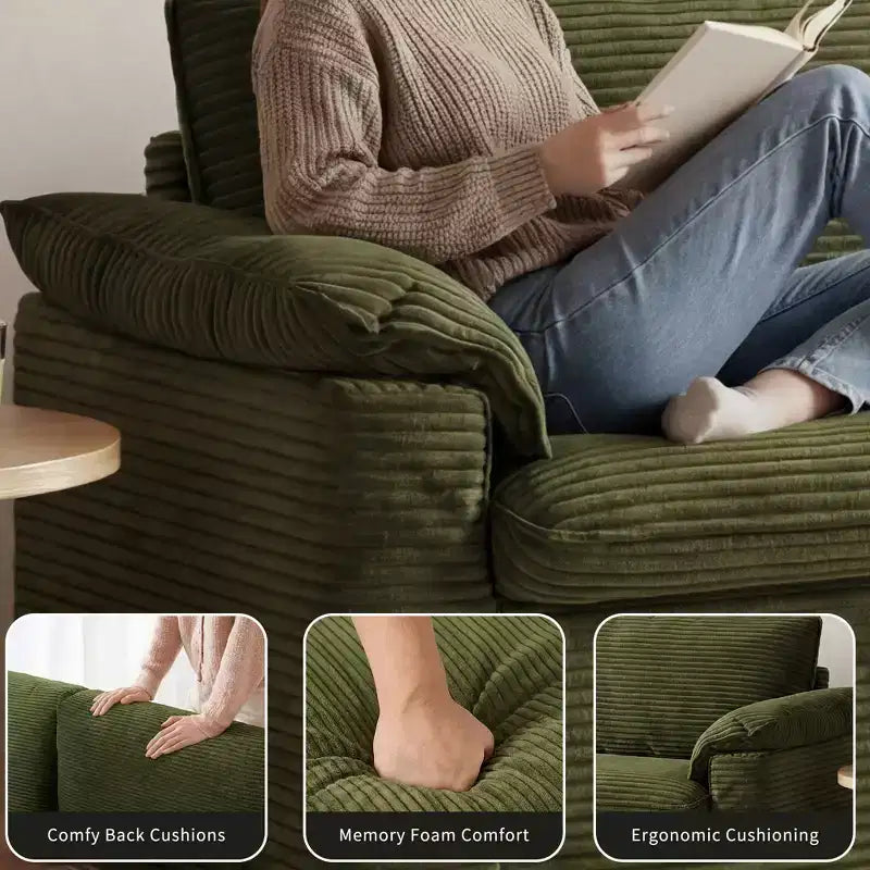 Divanetto a due posti Dyonery 86 Cloud, seduta profonda e cuscini con braccioli larghi, struttura robusta, design ergonomico traspirante