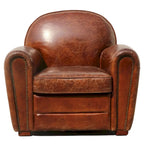 Pasargad Home Club-Sessel Paris aus echtem Leder, braun