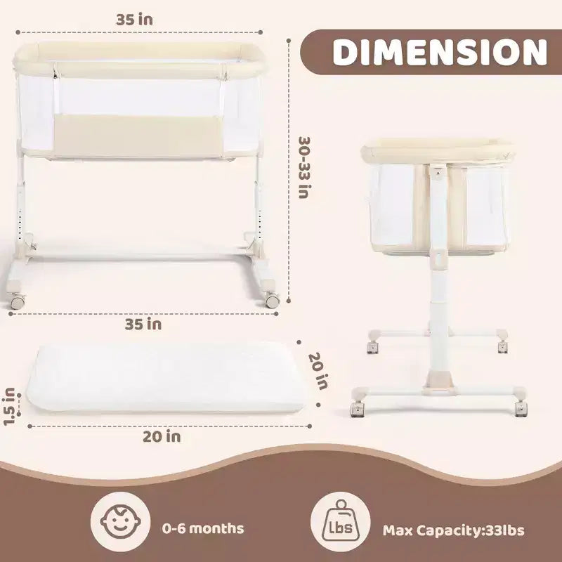 Culla per neonati con ruote ?? beige / grigio / rosa, culla co-sleeping, per 1 neonato