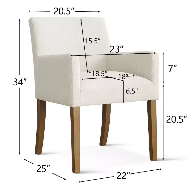 Set di 6 sedie da pranzo imbottite con braccioli, poltroncine moderne in lino con gambe in legno, sedie decorative per sala da pranzo e soggiorno - Panipeachy