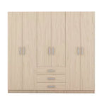 Guarda-roupa de madeira com 6 portas e gavetas para quarto