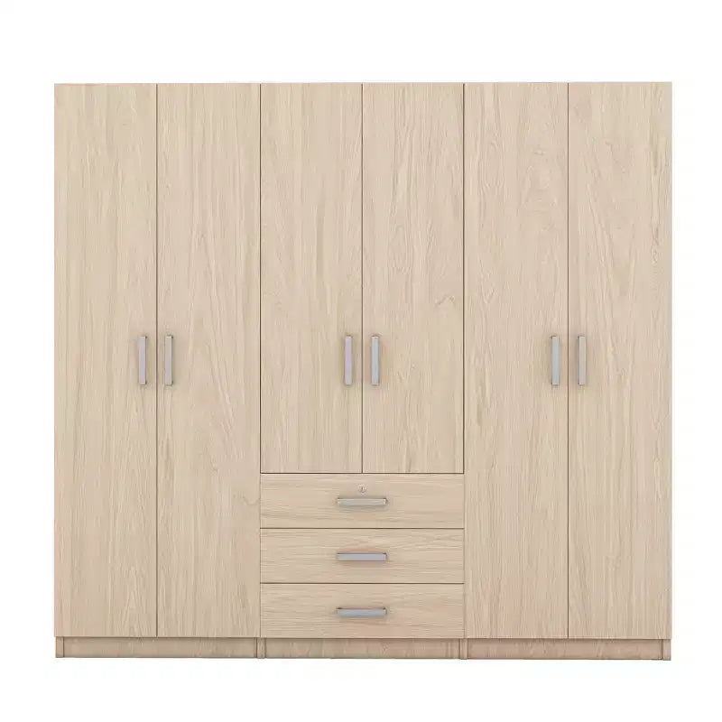 Kleiderschrank aus Holz mit 6 Türen und Schubladen fürs Schlafzimmer