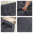 Rozkładana sofa-futon Mjkone 2 w 1 o szerokości 71', tapicerowana tkaniną sztruksową, z pikowanymi guzikami, dwuosobowa sofa z funkcją spania, oszczędzająca miejsce