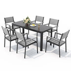 Aluminium tuinset voor buiten, 5/7-delig, met stapelbare stoelen en uitschuifbare tafel