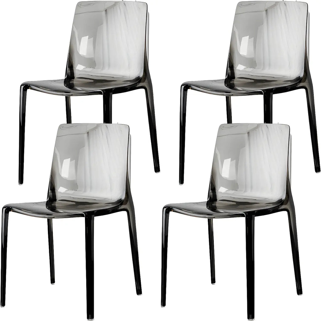 Chaise de salle à manger ambre en acrylique, sans accoudoirs et à dossier bas