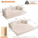 5-in-1-Schlafsofa, 78.8 modulares Cordsofa mit stabilem Gestell, multifunktionales Futon für kleine Räume, Wohnzimmer und Gästezimmer