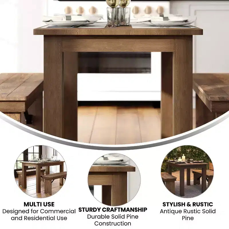 Flash Furniture rechthoekige boerderij-eettafel van massief grenenhout, 46 x 30