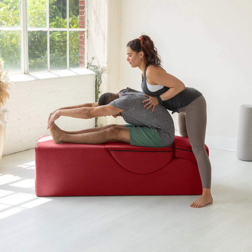 Avana Kami umwandelbare Chaiselongue / Yoga und Massage - 2-in-1-Hocker mit verstecktem ausklappbarem Yoga-Loungesessel, Mikrosamt - N/A