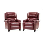 Set of 2 Elisabete Modern Wingback Genuine Leather Recliner with Vintage Nail Head Trim for Living Room and Bedroom| ART OF LIVING DESIGNS