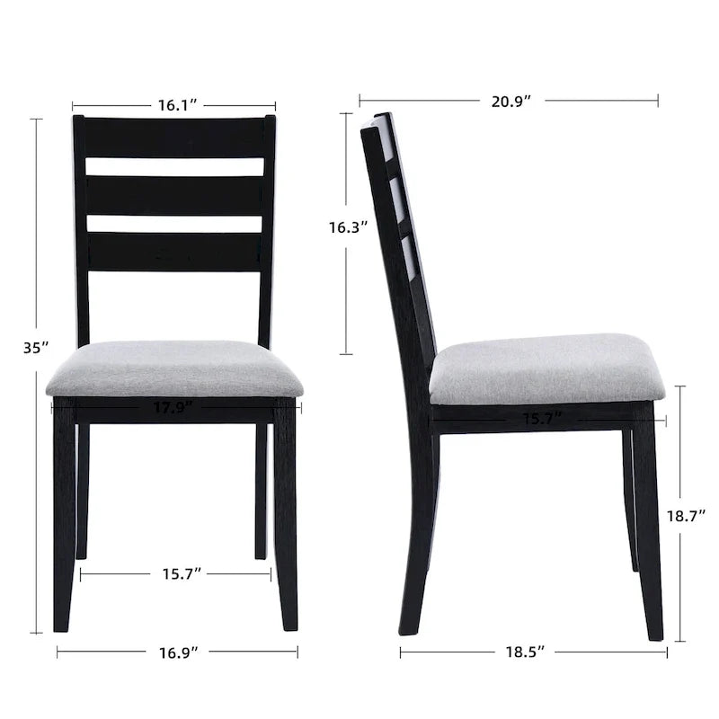 5-teiliges Esszimmer-Set aus Massivholz, 47L (1 Tisch + 4 Stühle mit Sprossenlehne)