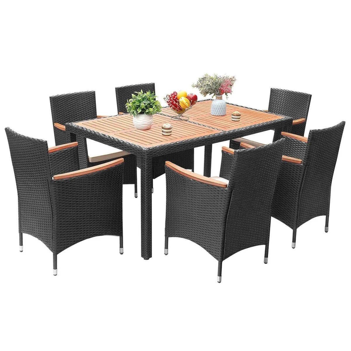 Lacoo tuinset van PE-vlechtwerk/acaciahout