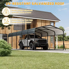 LinTimes 12x24 FT Metall-Carport mit Dach aus verzinktem Stahl, pulverbeschichtetem Rahmen und wasserabweisendem Schutz für Fahrzeuge im Freien