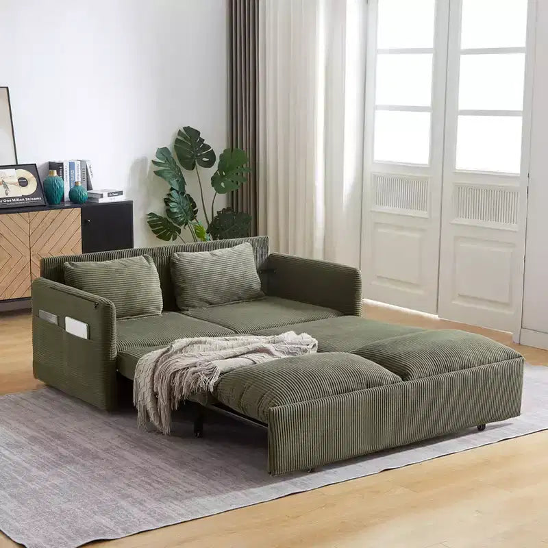 Divano letto in velluto a coste da 64.5, convertibile 3 in 1 con letto estraibile