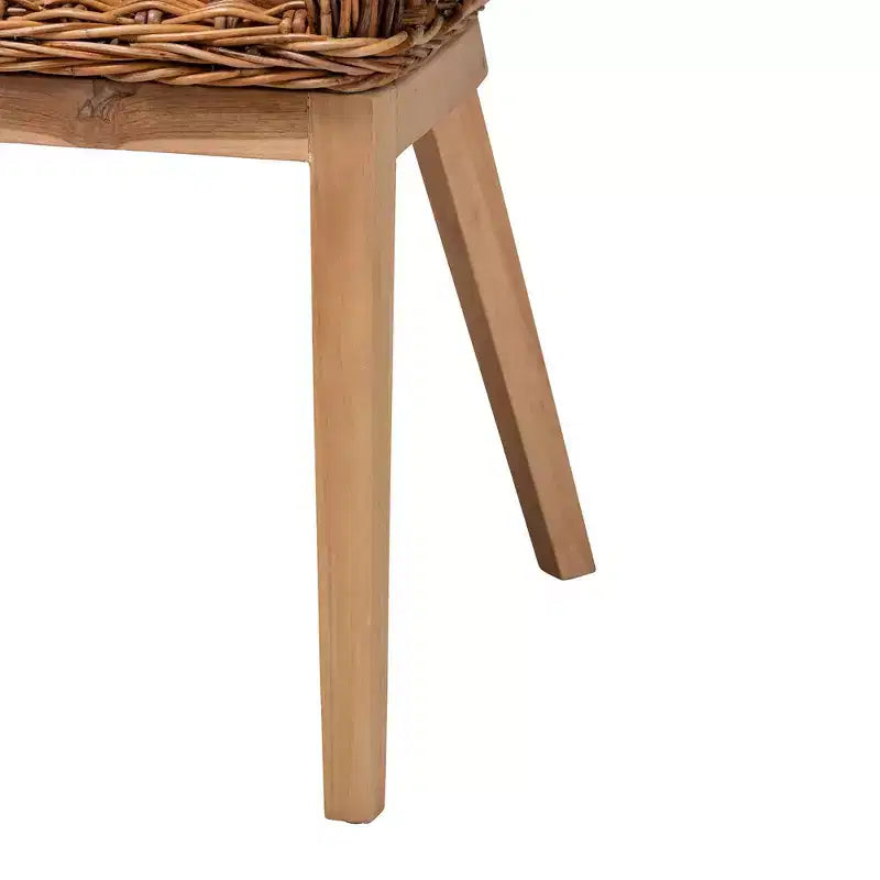 bali & pari Mario modernes Boho-Esszimmerstuhl-Set aus 2 Stück aus natürlich braun gebeiztem Teakholz und Rattan