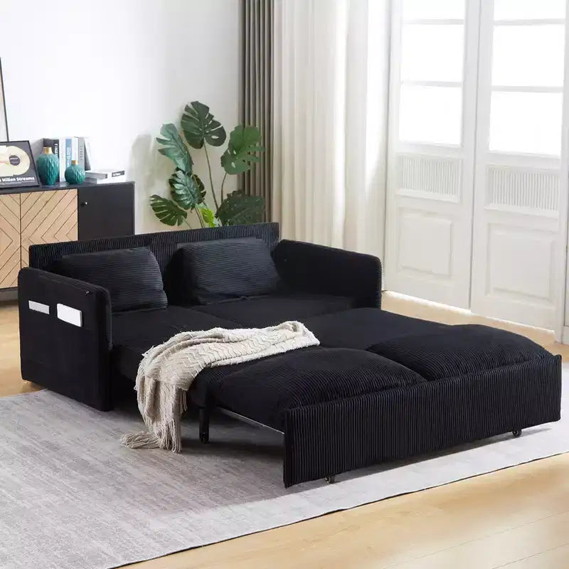 64.5 3-in-1-Schlafsofa aus Cord mit ausziehbarem Bett